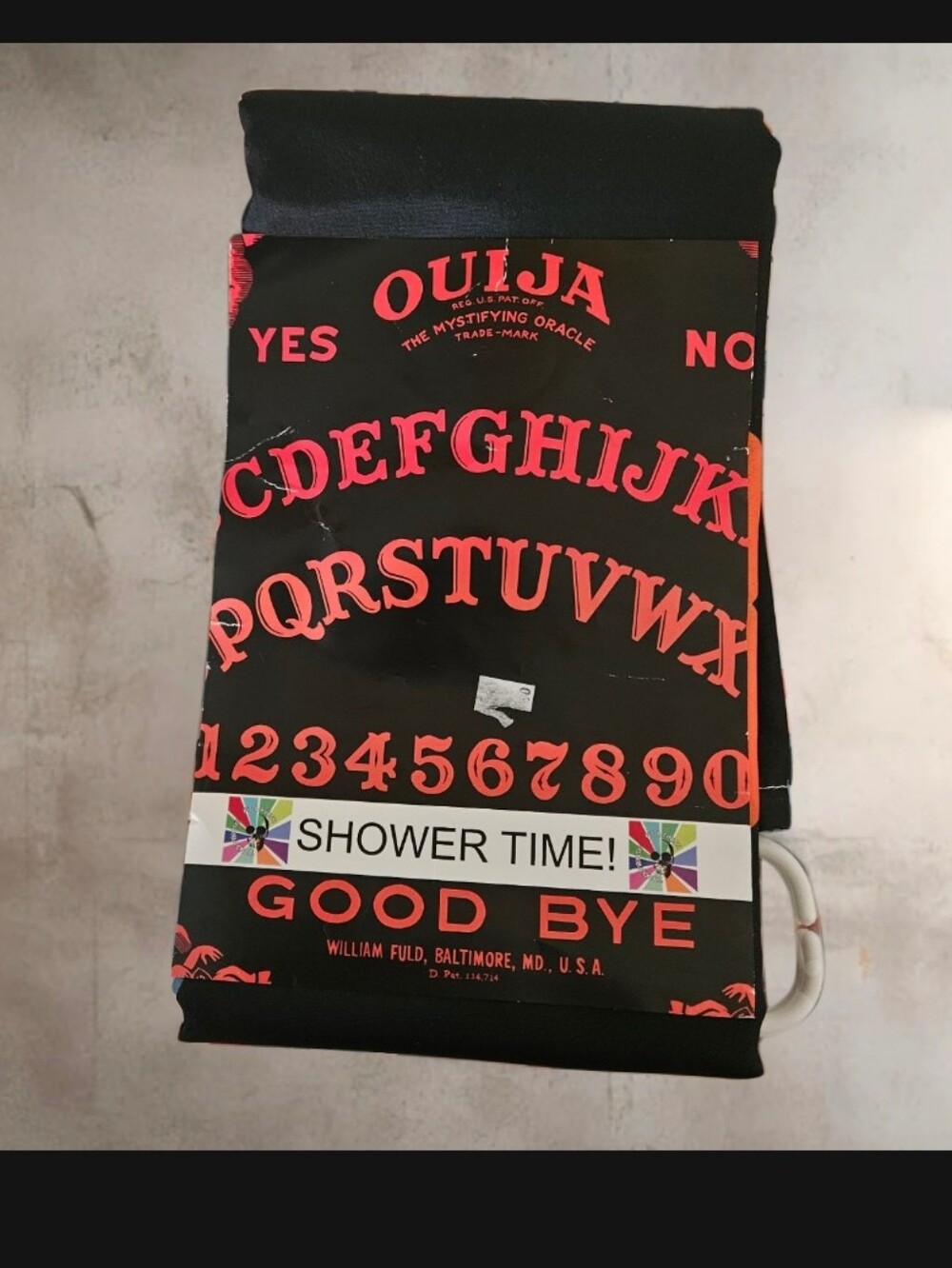 New Shower Curtain Replicate of the classic William Fuld Ouija board layout